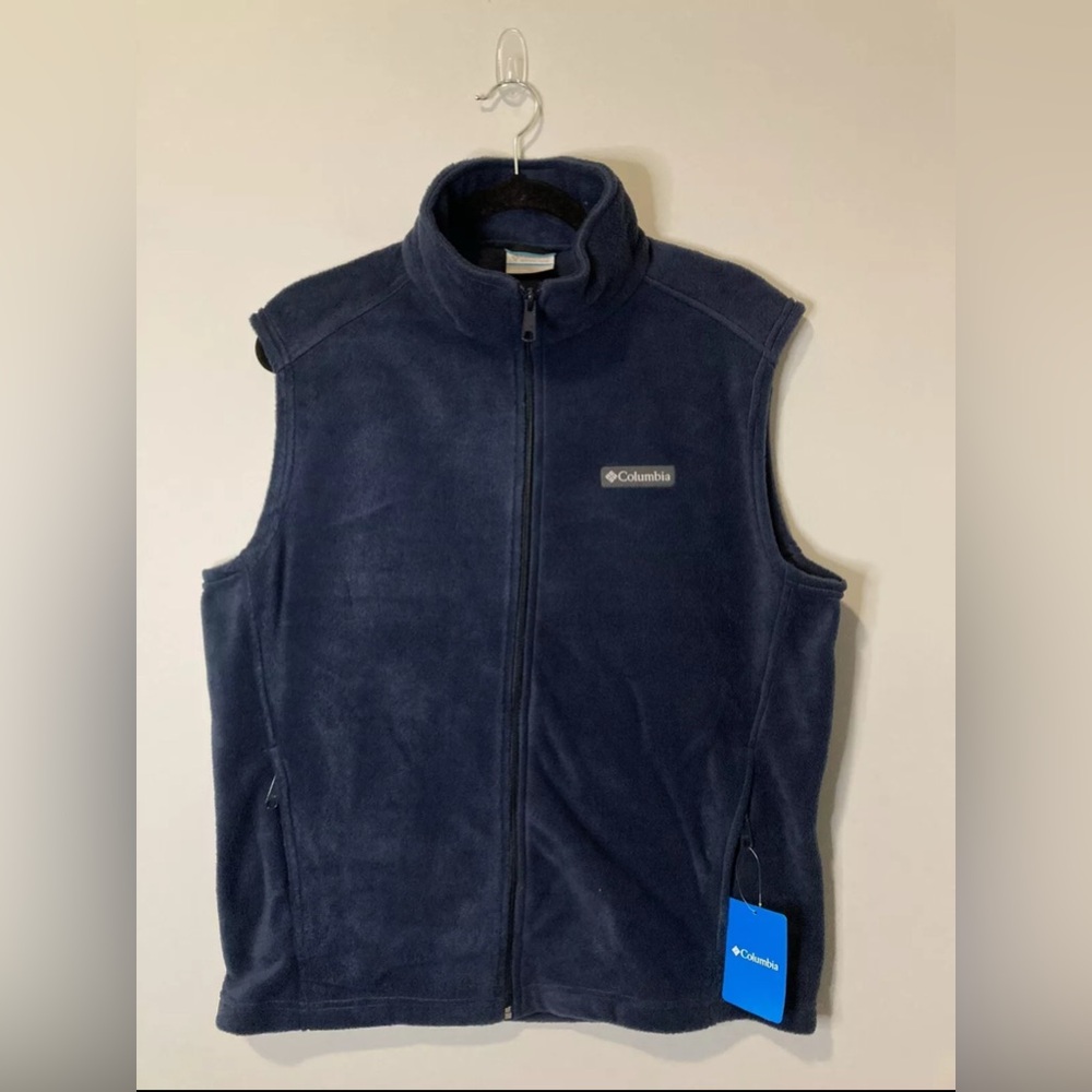 Columbia Full Zip Fleece Vest Steens Mountain Mens Medium and 2XL Blue